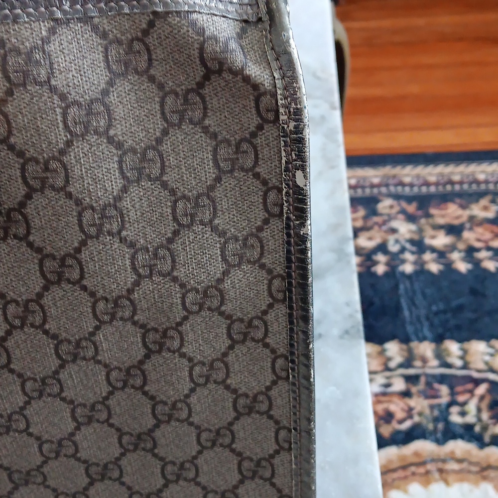 Gucci Monogram Top-Handle Tote in Beige/Brown - Picture 2 of 9